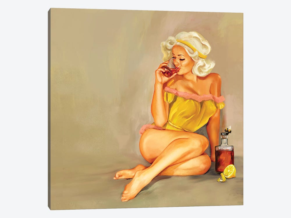 Whiskey Honey Pinup by The Whiskey Ginger 1-piece Canvas Print