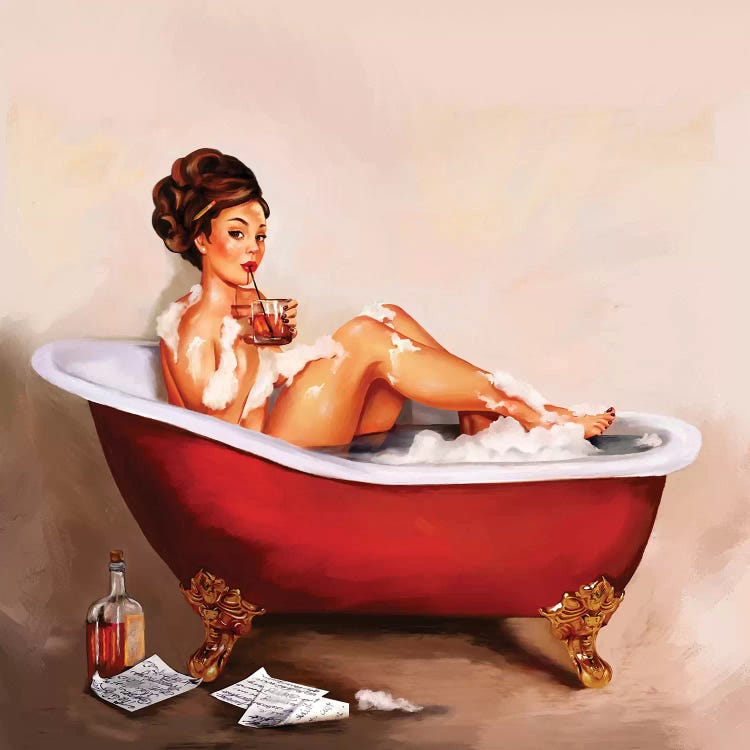 Whiskey Neat Bath Pinup by The Whiskey Ginger wall art