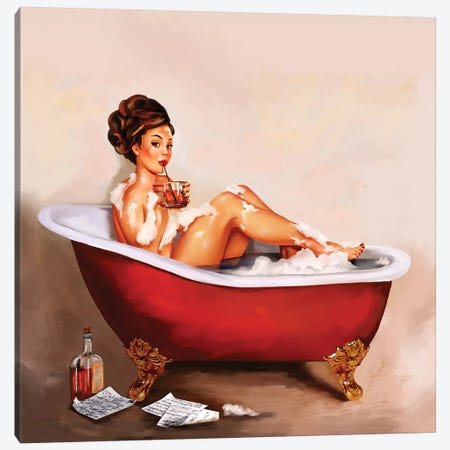 Whiskey Neat Bath Pinup Canvas Print #TWG90} by The Whiskey Ginger Canvas Art Print