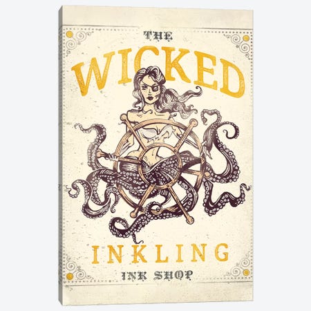 Wicked Inkling Octopus Lady Canvas Print #TWG91} by The Whiskey Ginger Canvas Print