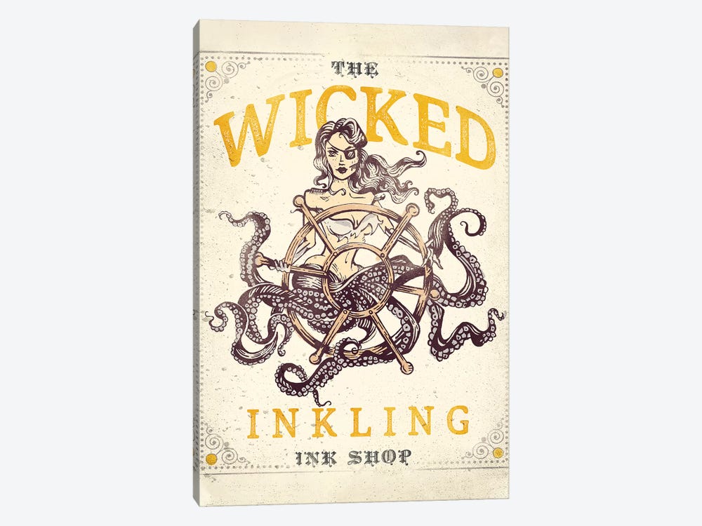 Wicked Inkling Octopus Lady by The Whiskey Ginger 1-piece Canvas Art Print