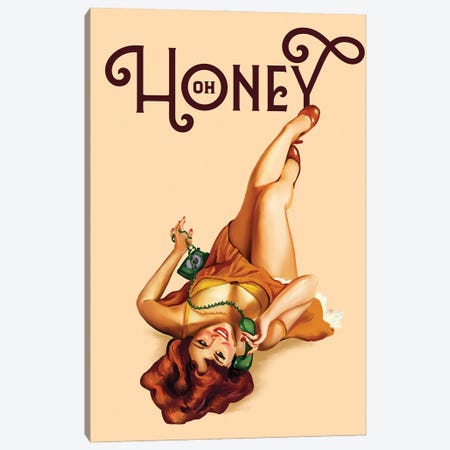 Oh Honey Telephone Ginger Canvas Print #TWG97} by The Whiskey Ginger Canvas Art