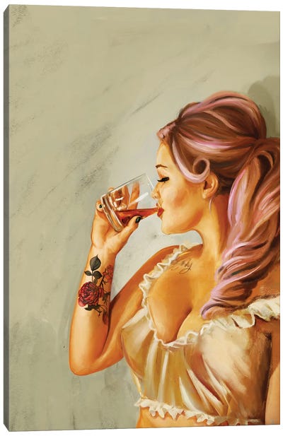 Pin Up Rose Tattoo Canvas Art Print - Whiskey Art