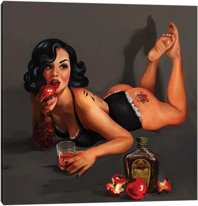 Poison Apple Pin Up Canvas Art Print - Liquor Art