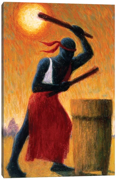 The Drummer Canvas Art Print - African Heritage Art