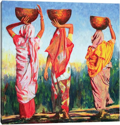 Three Women Canvas Art Print - Group Art