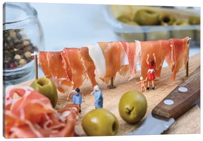 Drying Prosciutto Canvas Art Print - Action Figures