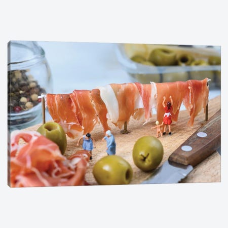 Drying Prosciutto Canvas Print #TWL47} by Tiny Wasteland Canvas Art