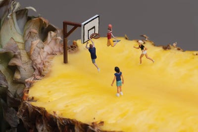 Pinnaple Court by Tiny Wasteland framed canvas print