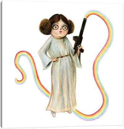 Rainbow Blaster Canvas Art Print - Princess Leia