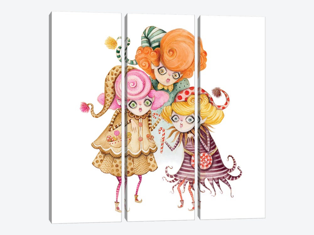 Candy Elves by TDow Thomas 3-piece Canvas Print