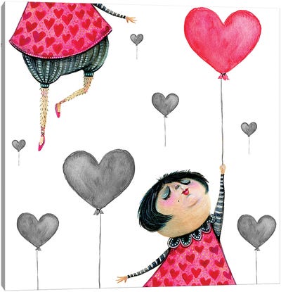 Carried Away By Love Canvas Art Print - Balloons