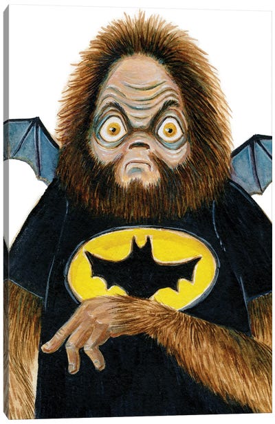 Batsquatch Canvas Art Print - Bat Art
