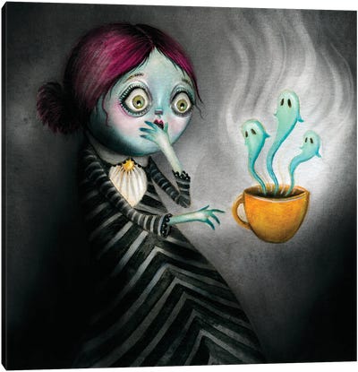 Haunted Cocoa Canvas Art Print - Ghost Art