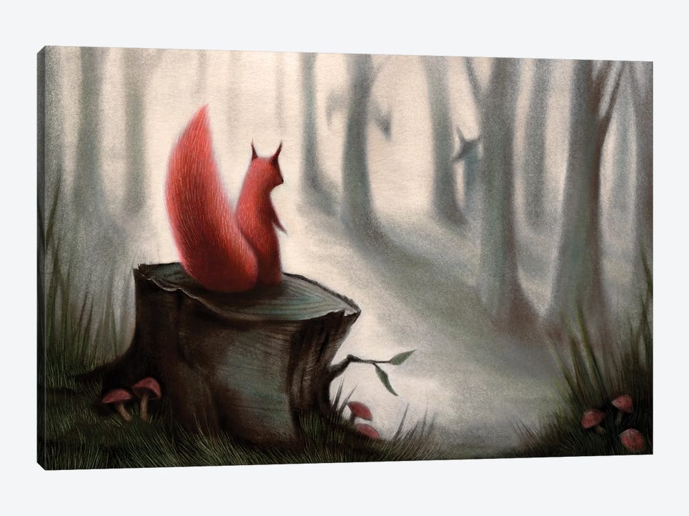 Little Red Riding Squirrel by TDow Thomas 1-piece Canvas Art Print