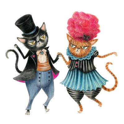 Meowlloween Dancers by TDow Thomas framed wall art