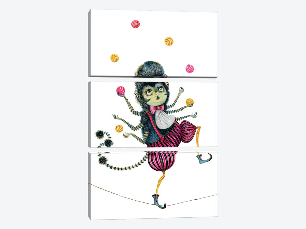 Monsieur Alanzo - The Juggling Jester by TDow Thomas 3-piece Canvas Art