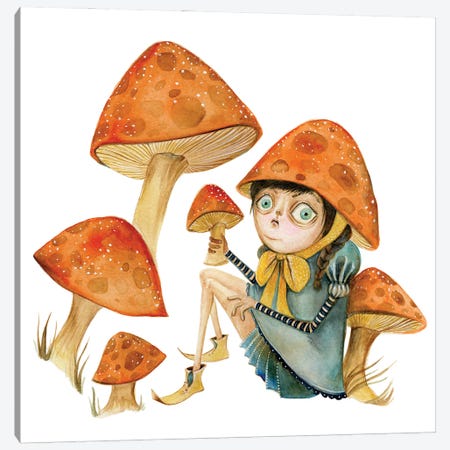 Mushroom Girl Canvas Print #TWT76} by TDow Thomas Canvas Art Print