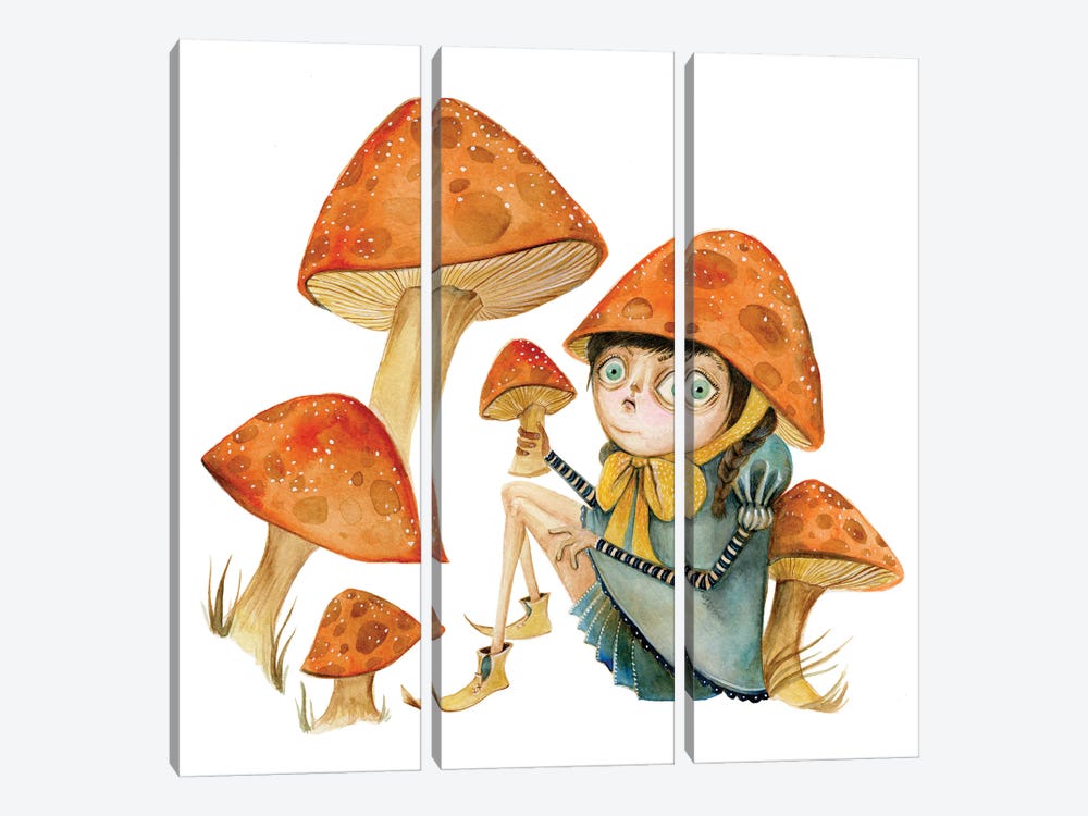 Mushroom Girl by TDow Thomas 3-piece Canvas Art Print