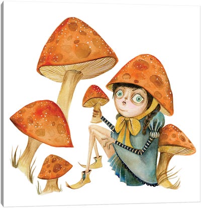 Mushroom Girl Canvas Art Print - Mushroom Art