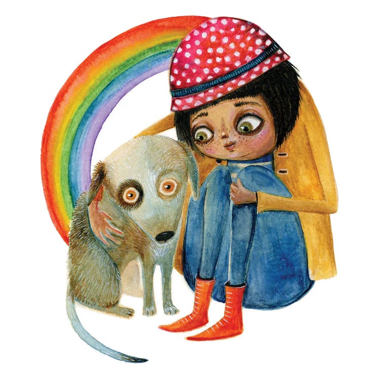 Puppies & Rainbows by TDow Thomas wall art