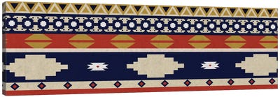 Blue & Orange Tribal Pattern I Canvas Art Print - Textiles Collection