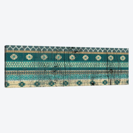 Teal Tribal Pattern on Wood Canvas Print #TXT12} by 5by5collective Canvas Wall Art