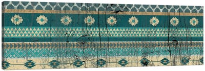 Teal Tribal Pattern on Wood Canvas Art Print - Textiles Collection