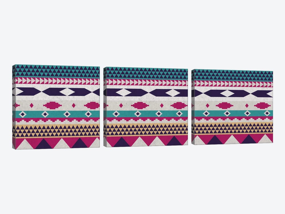Purple & Blue Tribal Pattern by 5by5collective 3-piece Canvas Wall Art