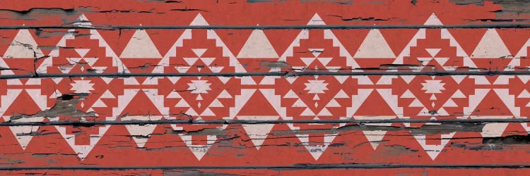 Red Tribal Pattern on Wood