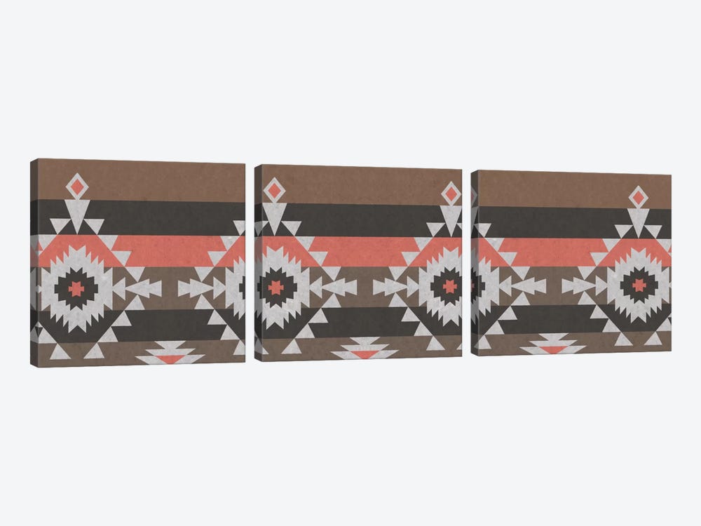 Grey, Black & Red Tribal Pattern I by 5by5collective 3-piece Canvas Wall Art