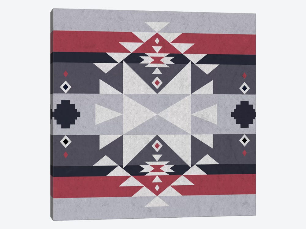 Grey, Black & Red Tribal Pattern II by 5by5collective 1-piece Canvas Art Print