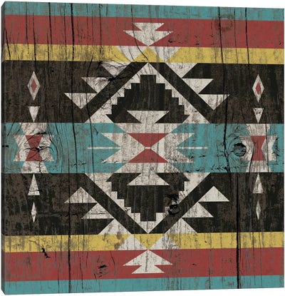 Sky Blue Tribal Pattern on Wood Canvas Art Print - Native American Décor