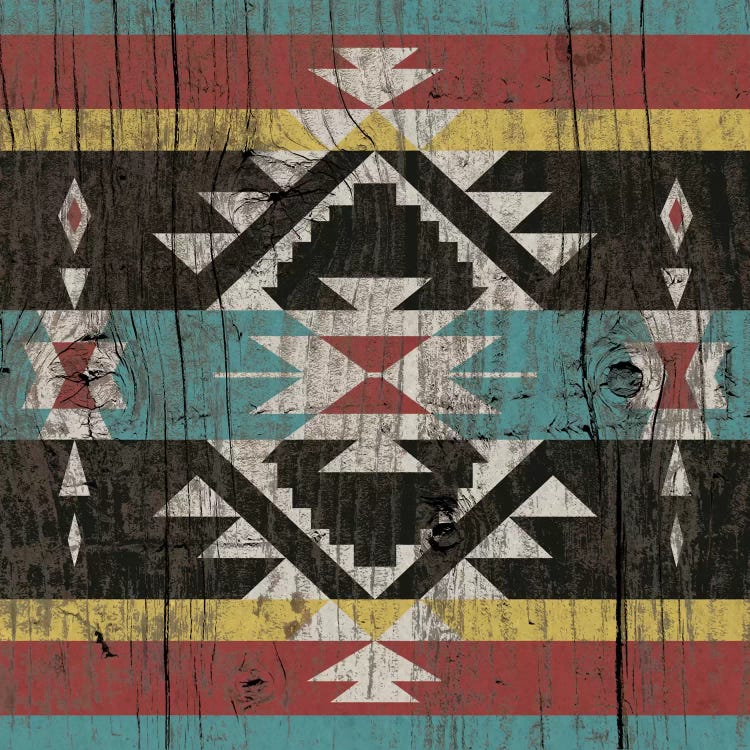 Sky Blue Tribal Pattern on Wood by 5by5collective wall art