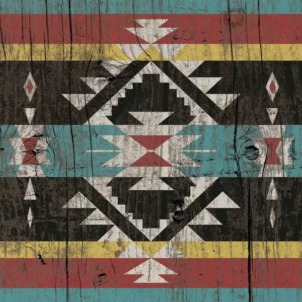 5by5collective: Sky Blue Tribal Pattern on Wood by 5by5collective