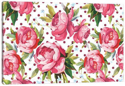 Floral Polka Dots #1 Canvas Art Print - Polka Dot Patterns