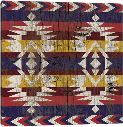 Dusk Tribal Pattern on Wood Canvas Art Print - Textiles Collection