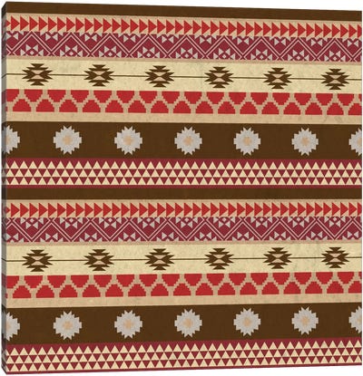 Brown & Red Tribal Pattern Canvas Art Print - Patterns
