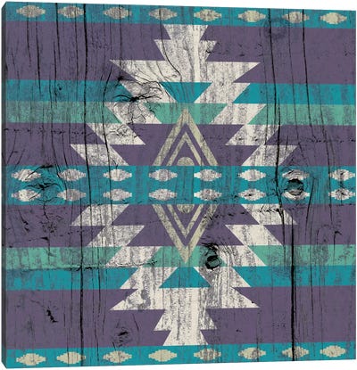 Midnight Tribal Pattern on Wood Canvas Art Print - Textiles Collection