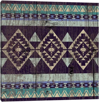 Deep Purple Tribal Pattern on Wood Canvas Art Print - Patterns