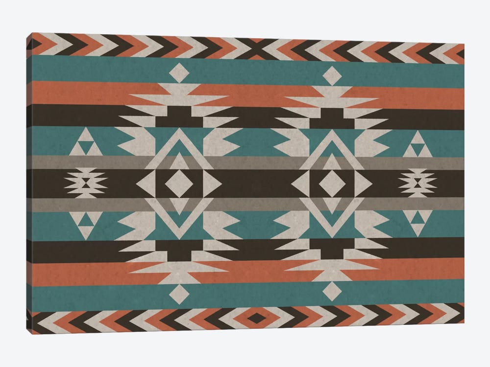 Teal & Orange Tribal Pattern I by 5by5collective 1-piece Canvas Artwork