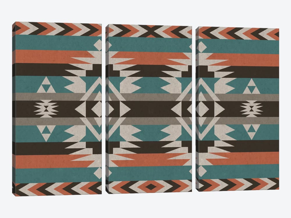 Teal & Orange Tribal Pattern I by 5by5collective 3-piece Canvas Wall Art