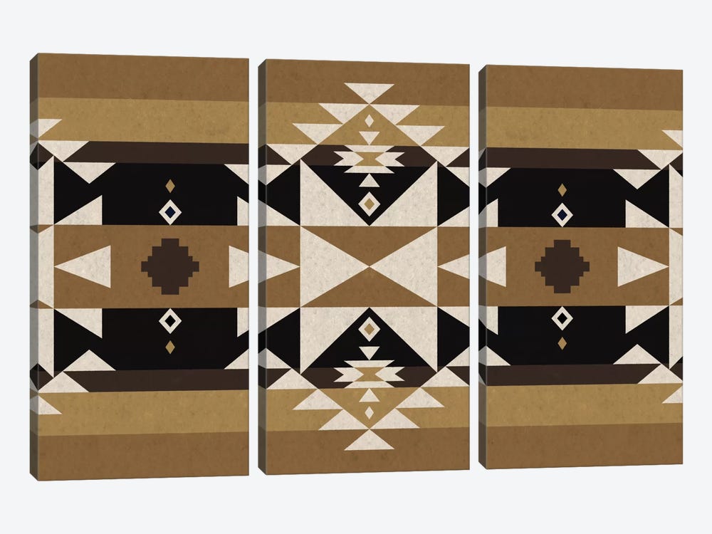 Sandy Black Tribal Pattern by 5by5collective 3-piece Canvas Wall Art