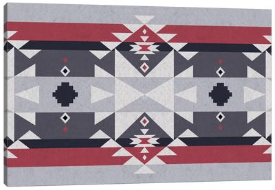 Red & Gray Tribal Pattern Canvas Art Print - Bedroom Art