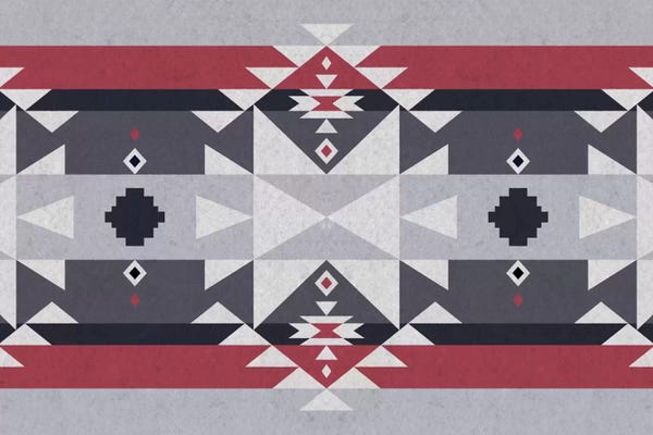 Textiles Collection: Red & Gray Tribal Pattern by 5by5collective
