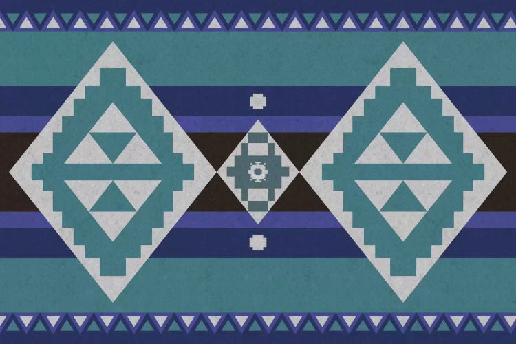 Shades Of Blue Tribal Pattern by 5by5collective wall art