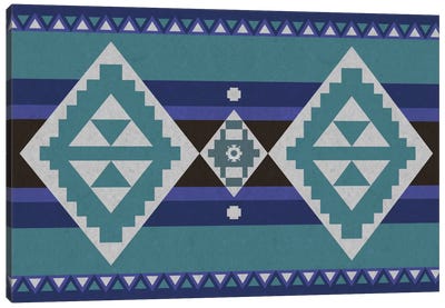 Shades Of Blue Tribal Pattern Canvas Art Print - Tribal Patterns