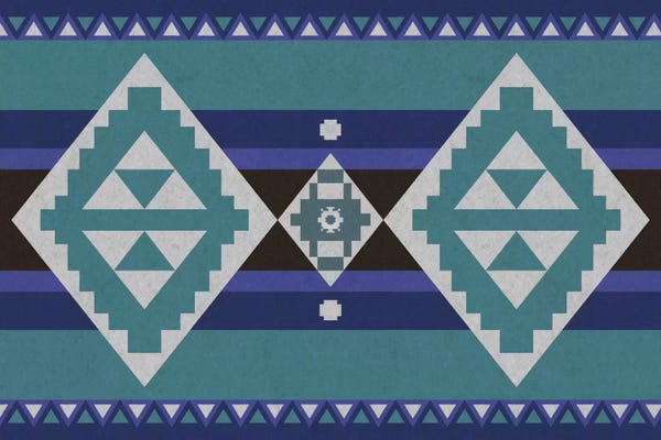 Textiles Collection: Shades Of Blue Tribal Pattern by 5by5collective