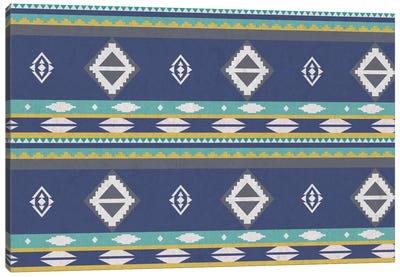 Ice Blue Tribal Pattern Canvas Art Print - Global Patterns