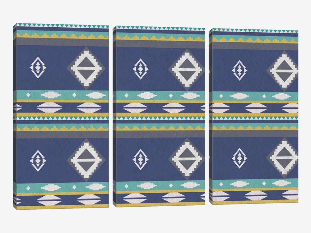 Ice Blue Tribal Pattern by 5by5collective 3-piece Canvas Art Print